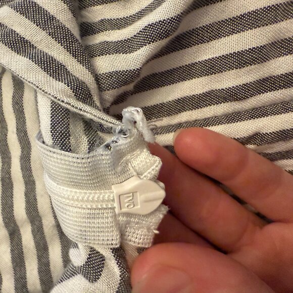 Blue and White Striped Dress with Deep V Neck - Picture 3 of 4